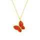 Mingzuan International 18K gold red agate butterfly pendant female au750 red agate material butterfly neckband birthday gift for girlfriend