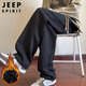 JEEP SPIRIT Jeep texture casual pants men's spring and summer loose straight sports drape sweatpants black plus velvet XL