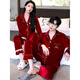 Victoria's Secret Autumn and Winter Gold Velvet Couple Pajamas for Women Red Wedding Bride Spring and Autumn Men's Long-Sleeved Home Clothes 713 Blue Gray Couple Suit (Gold Velvet) XL Women Get Men's XL