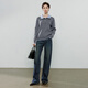 
Chuyu Sweater Women's 2025 Autumn New Contrast Color Spliced ​​Fake Two-Piece Australian Silk Cotton Wire Knit Top Gray M