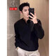 Kazuki Kuraishi's high-end Henley collar sweater for men in autumn and winter, light luxury casual solid color bottoming sweater, gray XL