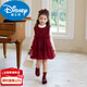 Disney girls dress autumn and winter 2026 new baby New Year's birthday children's winter clothing one-year-old dress skirt red brand red plus velvet + apricot sweater 90