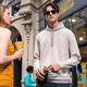 Mr. Bu Bu’s thin base sweatshirt men’s top spring and autumn new contrasting color splicing hooded long sleeves KT15690 clearance oat grey L (175)