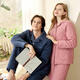 American Standard winter three-layer thickened and warm women's woven quilted couple's pajamas men's suit home clothes gray blue L