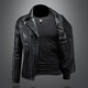 VDJFA2025 Autumn New Lapel Motorcycle Leather Jacket Men's Casual Jacket Youth Slim Trendy Cycling Leather Jacket Black XL