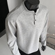 Homlean American Henry collar long-sleeved T-shirt men's autumn new loose shoulder casual polo shirt HB98 light gray 4XL