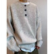 Autumn and winter tops Korean simple Henry collar sweater men's trendy brand INS pullover bottoming sweater light gray 3XL