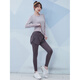 Vansydical's New Herbst- und Winter-Fitnesskleidung für Frauen im Internet Promi Lose Sportswear Langarmed Training Running Yoga Set Gray-Blue + Dark Gray-Blue Drei-teilige TC15908 S