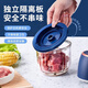 AILUKI Japanese garlic pounder small electric household meat grinder stainless steel chili pepper press garlic mince garlic mince garlic god deep blue 350ml thickened glass body six-page steel knife