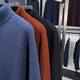 Pure wool turtleneck sweater for men in autumn and winter solid color bottoming shirt thickened warm knitted bottoming shirt for men GOK2027 black 2XL recommended 160-175Jin Jin equals 0.5 kg