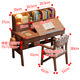 Huixun Children's Study Table Primary and Secondary School Solid Wood Desk with Bookshelf Children's Liftable Home Desk and Chair Set Walnut Color #Desk + Bookshelf 100cm*60cm*75cm Total Height 112cm