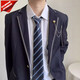 Dk boys' uniform suit suit original genuine British style autumn and winter youth college style dark blue suit suit dark blue suit + trousers + tie + chest chain L