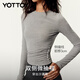 Yottoy merino wool slim long-sleeved top women's Pilates yoga clothing training fitness base clothing smoke gray S