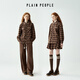 PLAIN PEOPLE Barn style retro college plaid long-sleeved shirt top for women coffee color 2025 winter new style coffee color S