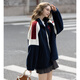 TonLion 2025 Winter Women's Stand Collar Contrast Color Splicing One-Hand-Length Imitation Lamb Hair Jacket