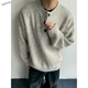 Yuexiang American retro Henry collar sweater men's winter velvet warm casual inner sweater trendy loose top Gray M