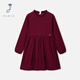JACADI girls long-sleeved dress 2025 autumn and winter new pure cotton burgundy dress 2085120 burgundy 541 140 /10A