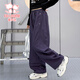 富罗迷女童裤子冬季加绒保暖工装裤儿童休闲阔腿裤 紫色 （加绒款） 150