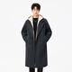Mufan cotton autumn and winter thickened warm fake two-piece woolen coat men's casual large size loose long knee-length hooded windbreaker jacket black hat thickened XL suitable for 150 to 170 Jin Jin equals 0.5 kg