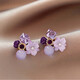 S925 silver needle purple crystal retro flower earrings for women 2023 new niche design noble temperament earrings main picture