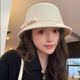 Muni woolen fisherman hat for women in autumn and winter, wealthy daughter's hat, Hepburn style retro small fragrance style French top hat, Hepburn style bow hat, off-white