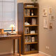 Книжная полка из массива дерева с эркером, американский угловой шкаф для хранения вещей, настенный шкаф для хранения вещей, узкий шкаф, напольная полка для хранения вещей, студенческий книжный шкаф, полностью из массива дерева - сосна, шесть слоев, 30x24x167 точек, 2 см, цвет ореха, поставляется с устройством защиты от опрокидывания