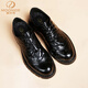 MOONIDE brand business casual shoes for men, British style, wedding and groom shoes, trendy formal wear, increased soft sole soft leather shoes for men, black 40