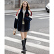 TonLion 2025 Winter Women's Stand Collar Contrast Color Splicing One-Hand-Length Imitation Lamb Hair Jacket
