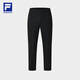 FILA official men's knitted trousers 2025 winter new fitness sports basic plus fleece straight pants dark black-BK 3XL 190/96A/XXXL