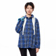 MOVEUP 2025 winter new style.FUN series lapel plaid printed loose edge retro short shirt for women coffee plaid L