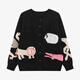 Basic House Basic House/Baijiahao sheep wool knitted cardigan for women autumn fun animal jacquard loose sweater jacket black M