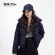 YAYA Ju Jingyi's same style 2025 winter new all-match short women's solid color stand collar down jacket YZ black M
