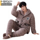 Modal coral velvet pajamas for men in winter plus velvet thickened three-layer cotton spring and autumn home clothes men 2025 warm-keeping suit PMQ three-layer cotton-men 13063 L