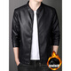 ARMANI EXCHANGE Armani genuine leather jacket men's spring and autumn stand-up collar loose leather business casual leather jacket trendy youth machine black (8802) plus velvet 5XL (180-200Jin Jin is equal to 0.5 kg)