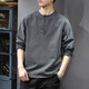 JEEP SPIRIT Jeep high-end pure cotton long-sleeved t-shirt for men 2025 new loose thin spring and autumn Henry collar bottoming shirt sweatshirt carbon gray XL (135-150) Jin Jin equals 0.5 kg