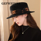 GEFWEIMKL Merino Wool Hat Women's Autumn and Winter French Flat Brim Wool Felt Hat Women's Korean Style Versatile Jazz Hat Women Camel (Foldable) M (56-58cm)