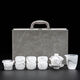 Jian Yang Bingzhong Glaze Tea Set Home High-end White Jade Kung Fu Covered Bowl Tea Cup Heat-Resistant Anti-scalding Chinese Office Tea Set 10 Pieces/Tea Strainer Set/Tea Tray