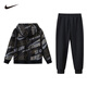NIKE Nike all-print tops + pants thin velvet suit for boys and girls 2025 winter trendy and fashionable children's 2-piece set