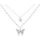 KISS CODE Double-layered Bow Necklace Women's Niche High-end Light Luxury Pendant Super Fairy Cold Style Clavicle Chain Necklace Versatile Accessories Double-layered Butterfly Necklace