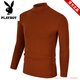 Playboy mercerized cotton long-sleeved T-shirt men's autumn and winter half turtleneck bottoming shirt men's solid color slim fit thin top skin-friendly inner versatile white long half height XS 50Jin Jin equal to 0.5 kg or less