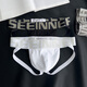 2 BUNNIES 2 pairs of pure cotton thong men's double underwear pure white boys U convex bag sexy back empty triangle shorts head 612 (black + white) M _90-110Jin Jin equals 0.5 kg