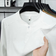 Light luxury 2025 new henley collar sweatshirt for men in autumn American spliced stand-up collar inner bottoming shirt high-end white XL (130-149Jin Jin equals 0.5kg)