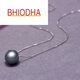 Bhiodha gift black pearl pendant 925 silver necklace Passepartout for girlfriend and mother 90-100mm Tahitian black pearl