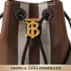 Burberry (BURBERRY) TB exclusive logo lock plaid cotton and cowhide bucket bag shoulder crossbody handbag mini women's basic outfit (bag + dust bag)