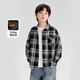 Zuoxi children's clothing boys' velvet plaid shirt 2025 new thickened warm shirt winter jacket brown 110