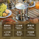 Diston Small Hot Pot Single Hot Pot Gas Stove 304 Stainless Steel Hot Pot One Person One Pot Adjustable Inflatable Stove Silver Glossy Steel Cover Hot Pot Set 16cm EU Certified Taiwan Imported Stove Core