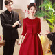 Slightly loving little squirrel (weiaidexiaosongshu) toasts the bride 2025 new red engagement dress wedding home casual small man summer S619 burgundy L