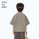 Jnby by JNBY Same style as the show, new Jiangnan Buyi children's short-sleeved shirt H-shaped cotton 25 autumn boys and girls 1P7211720 964/khaki coffee strip/grid 100 cm