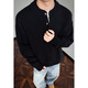 Luyard American trendy high street retro Henry collar woolen clothes for men in autumn and winter versatile high-end bottoming sweaters and clothes Khaki XL