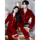 Victoria's Secret Autumn and Winter Gold Velvet Couple Pajamas for Women Red Wedding Bride Spring and Autumn Men's Long-Sleeved Home Clothes 713 Blue Gray Couple Suit (Gold Velvet) XL Women Get Men's XL